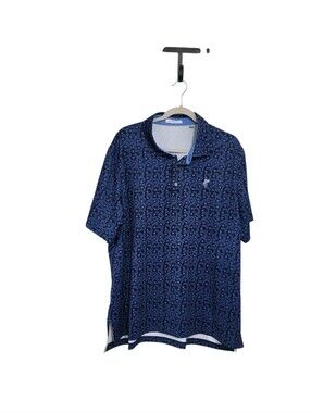 Ashworth Blue Floral Golf Performance Polo Shirt XL